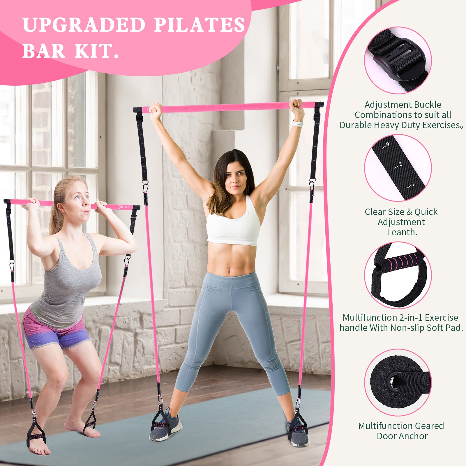Bbtops Pilates Bar Kit with 6x Resistance Bands (20lbs/30lbs/50lbs)
