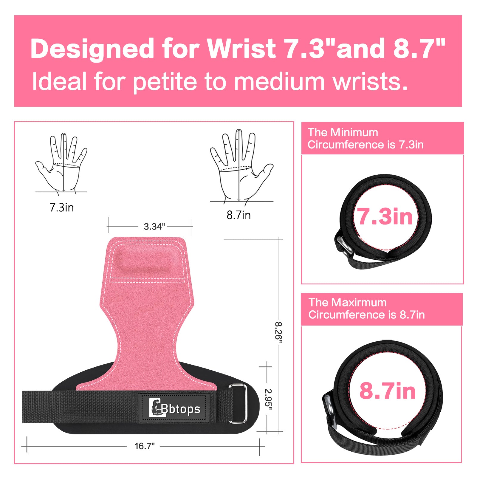 Weight Lifting Wrist Strap, Double-Layer Leather Wrist Straps for Gym Strength Training Weightlifting,Deadlift and Powerlifting, Enhance Grip Strength Neoprene Padding Gym Workout Lifting Straps Men/Women Pair Pink