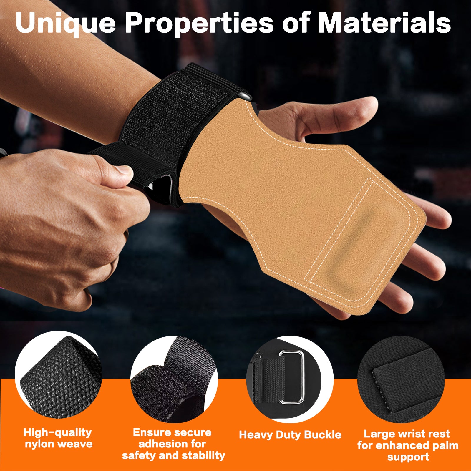 Weight Lifting Wrist Strap, Double-Layer Leather Wrist Straps for Gym Strength Training Weightlifting,Deadlift and Powerlifting, Enhance Grip Strength Neoprene Padding Gym Workout Lifting Straps Men/Women Pair Brown