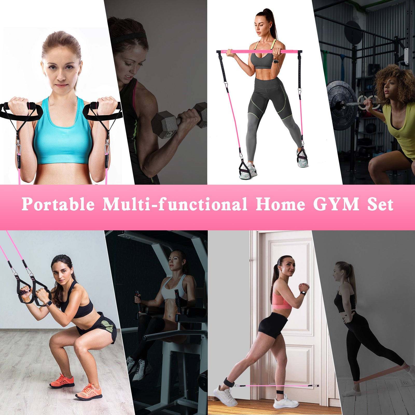 Bbtops Pilates Bar Kit with 6x Resistance Bands (20lbs/30lbs/50lbs)