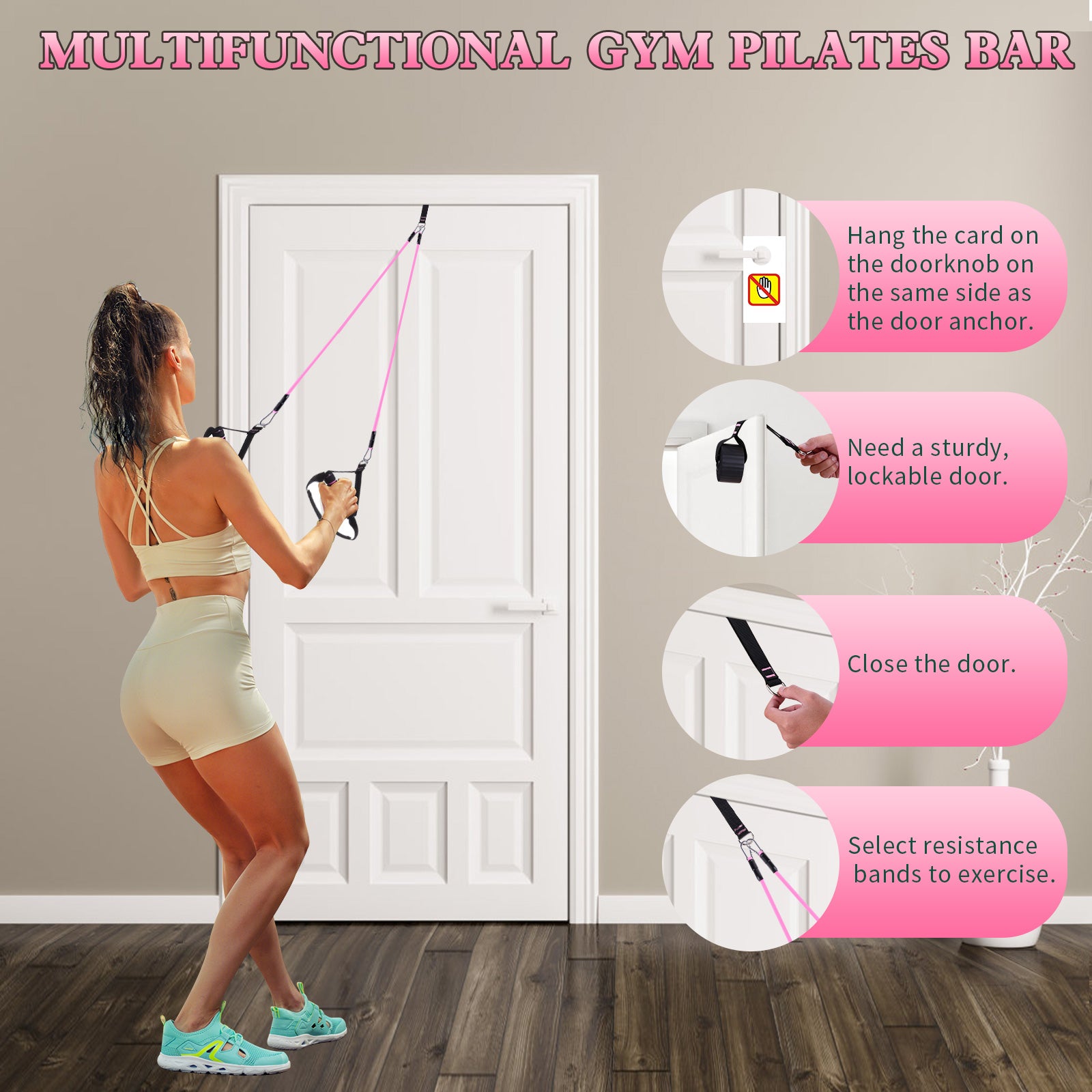 Bbtops Pilates Bar Kit with 6x Resistance Bands (20lbs/30lbs/50lbs)
