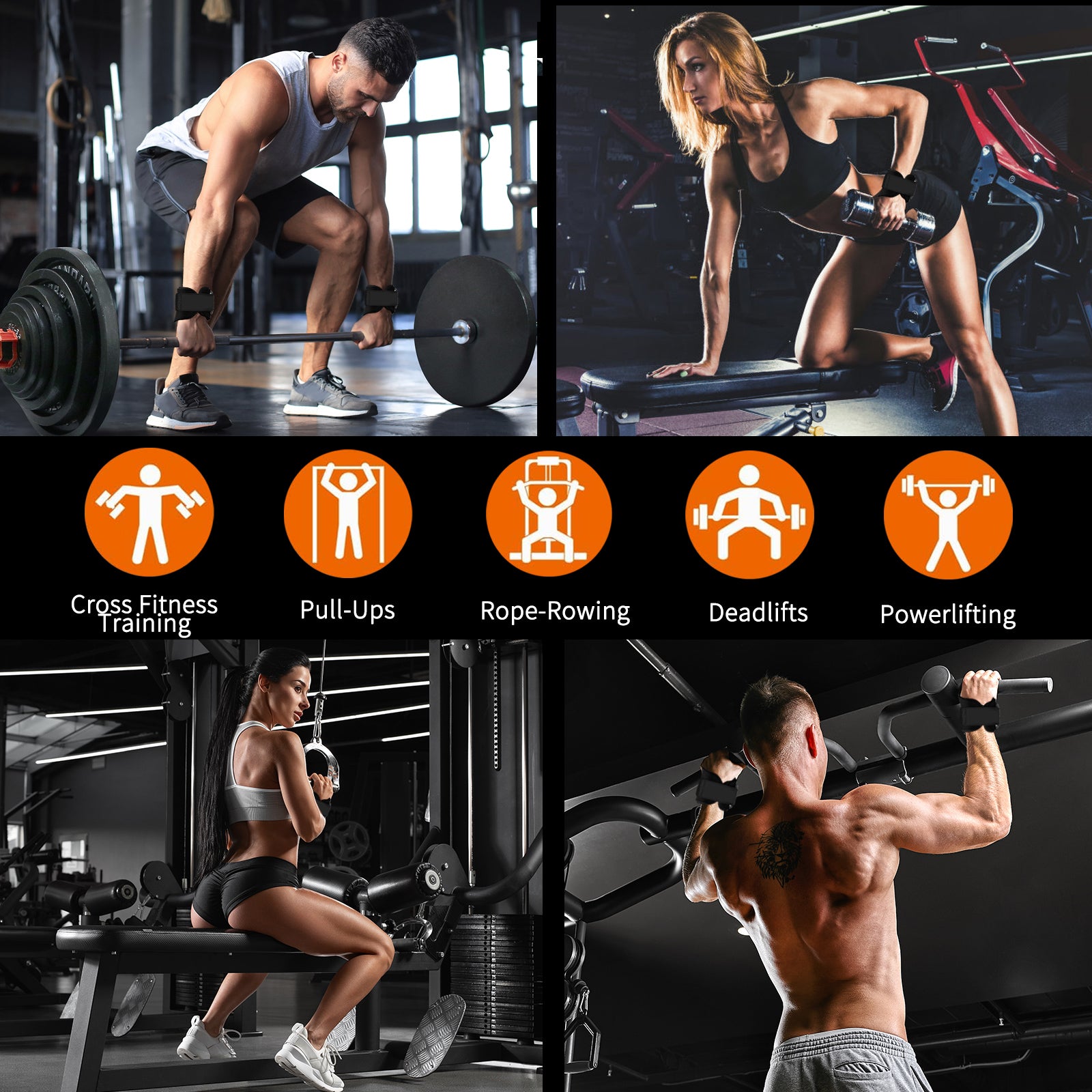 Weight Lifting Wrist Strap, Double-Layer Leather Wrist Straps for Gym Strength Training Weightlifting,Deadlift and Powerlifting, Enhance Grip Strength Neoprene Padding Gym Workout Lifting Straps Men/Women Pair Brown