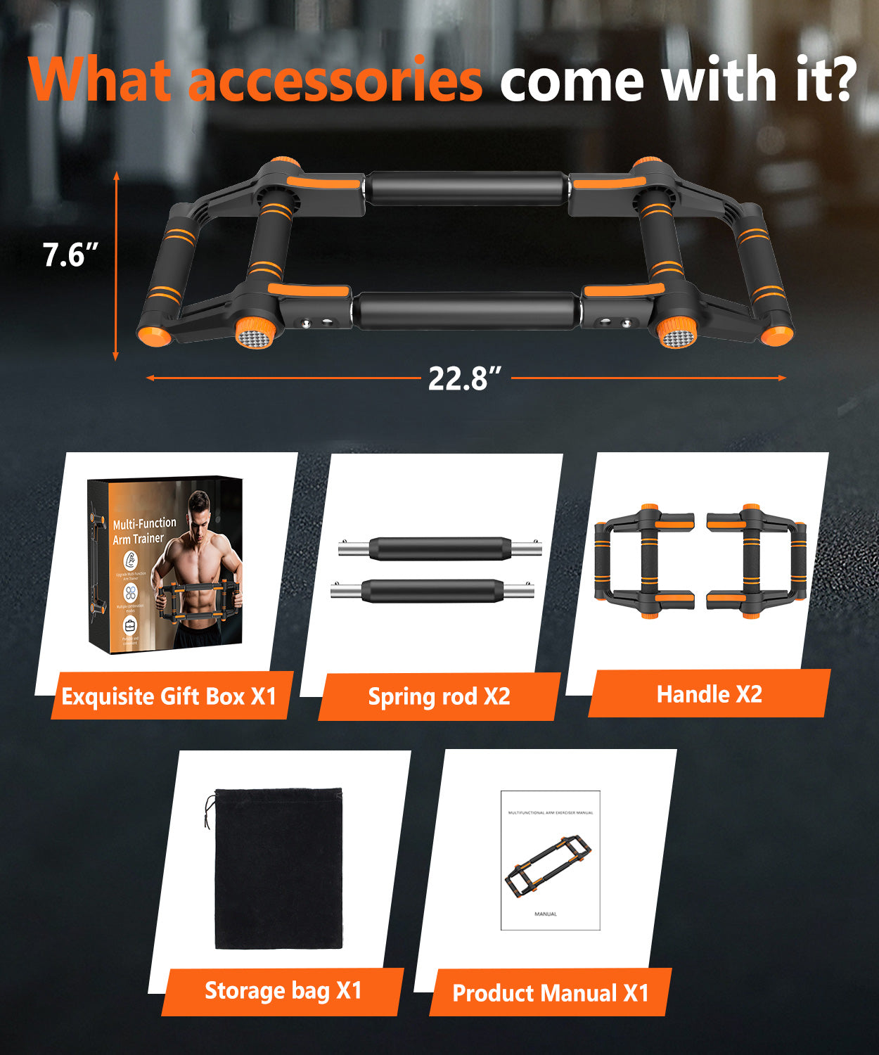 Twister Arm Trainer - 3-in-1 Adjustable Chest Workout Equipment,Portable Home Gym Chest & Arm Workout, Push Up Bars, 60-140lbs Resistance for Men Women Orange