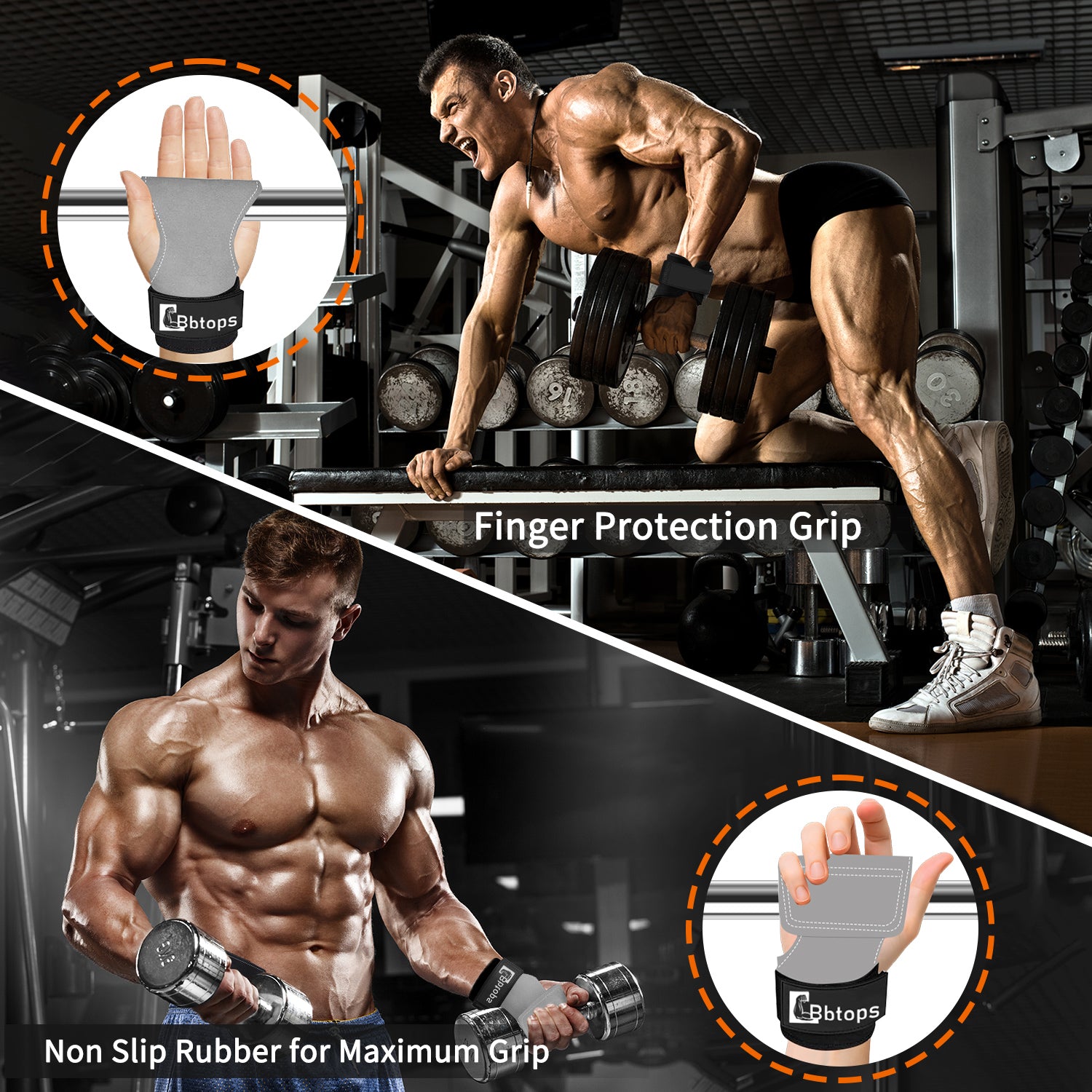 Weight Lifting Wrist Strap, Double-Layer Leather Wrist Straps for Gym Strength Training Weightlifting,Deadlift and Powerlifting, Enhance Grip Strength Neoprene Padding Gym Workout Lifting Straps Men/Women Pair Grey