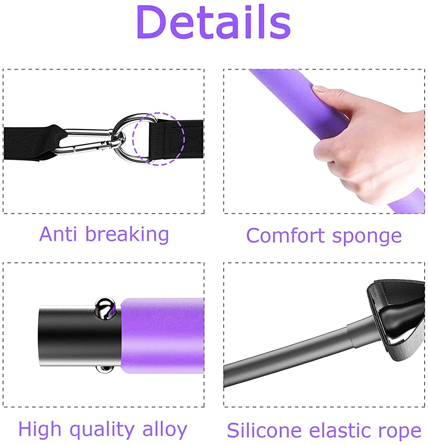 Pilates Bar Kit with 4xResistance Bands (30lbs/40lbs)