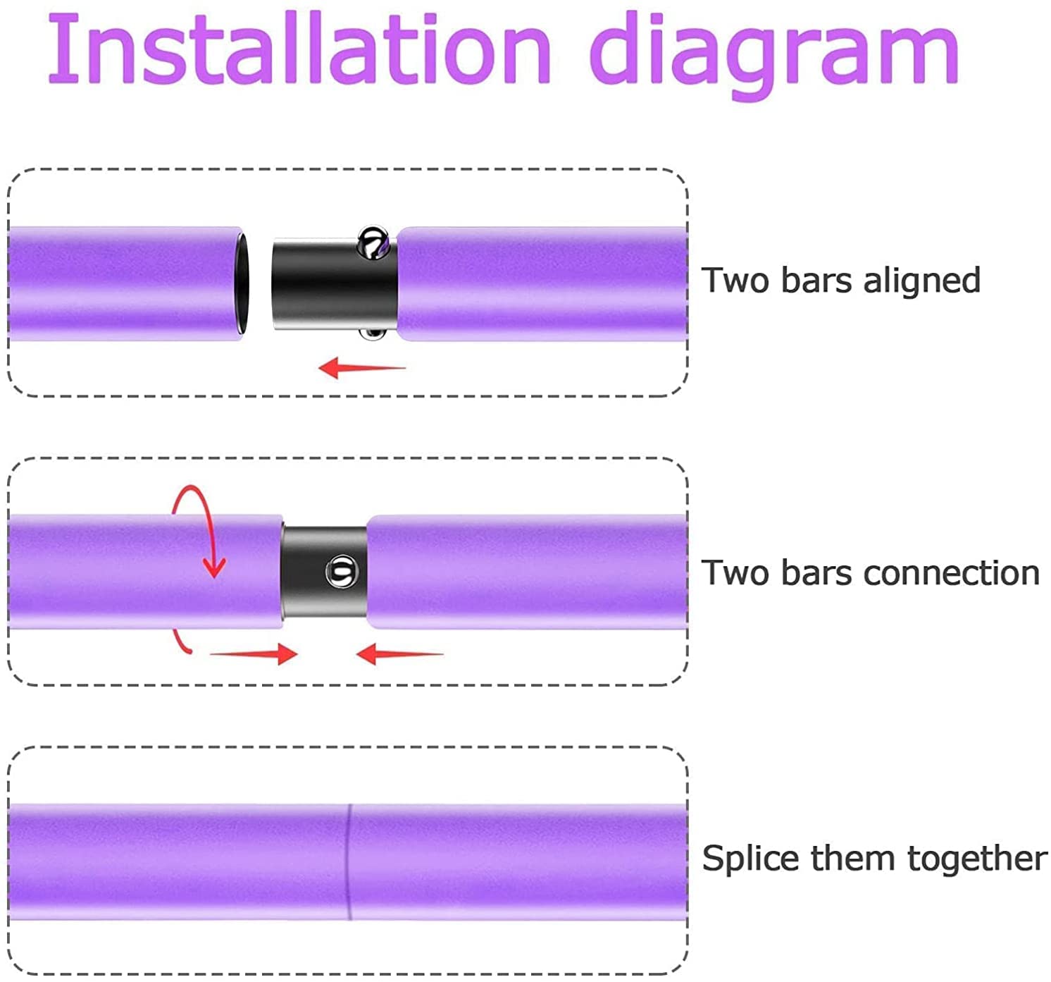 Pilates Bar Kit with 4xResistance Bands (30lbs/40lbs)
