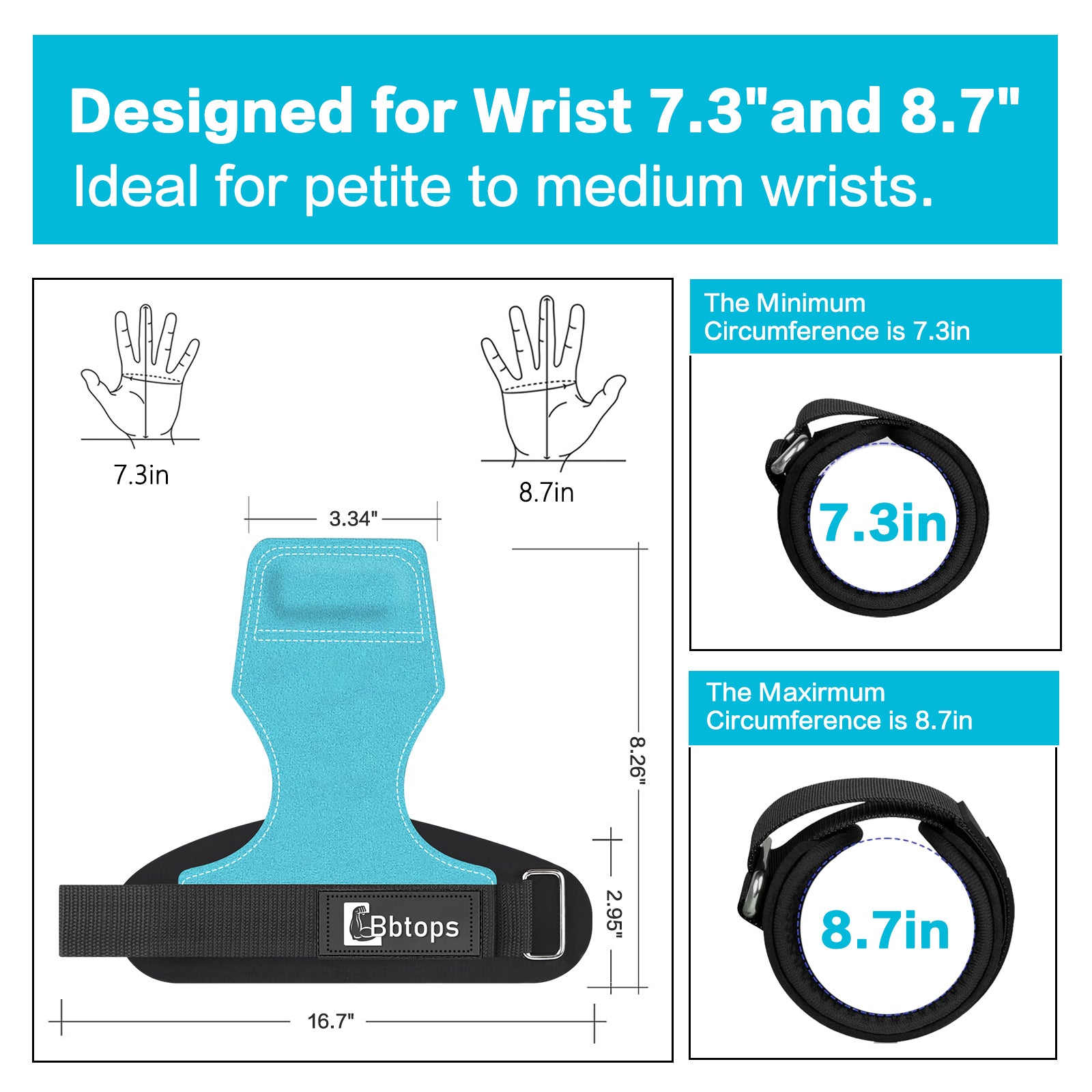 Weight Lifting Wrist Strap, Double-Layer Leather Wrist Straps for Gym Strength Training Weightlifting,Deadlift and Powerlifting, Enhance Grip Strength Neoprene Padding Gym Workout Lifting Straps Men/Women Pair Blue