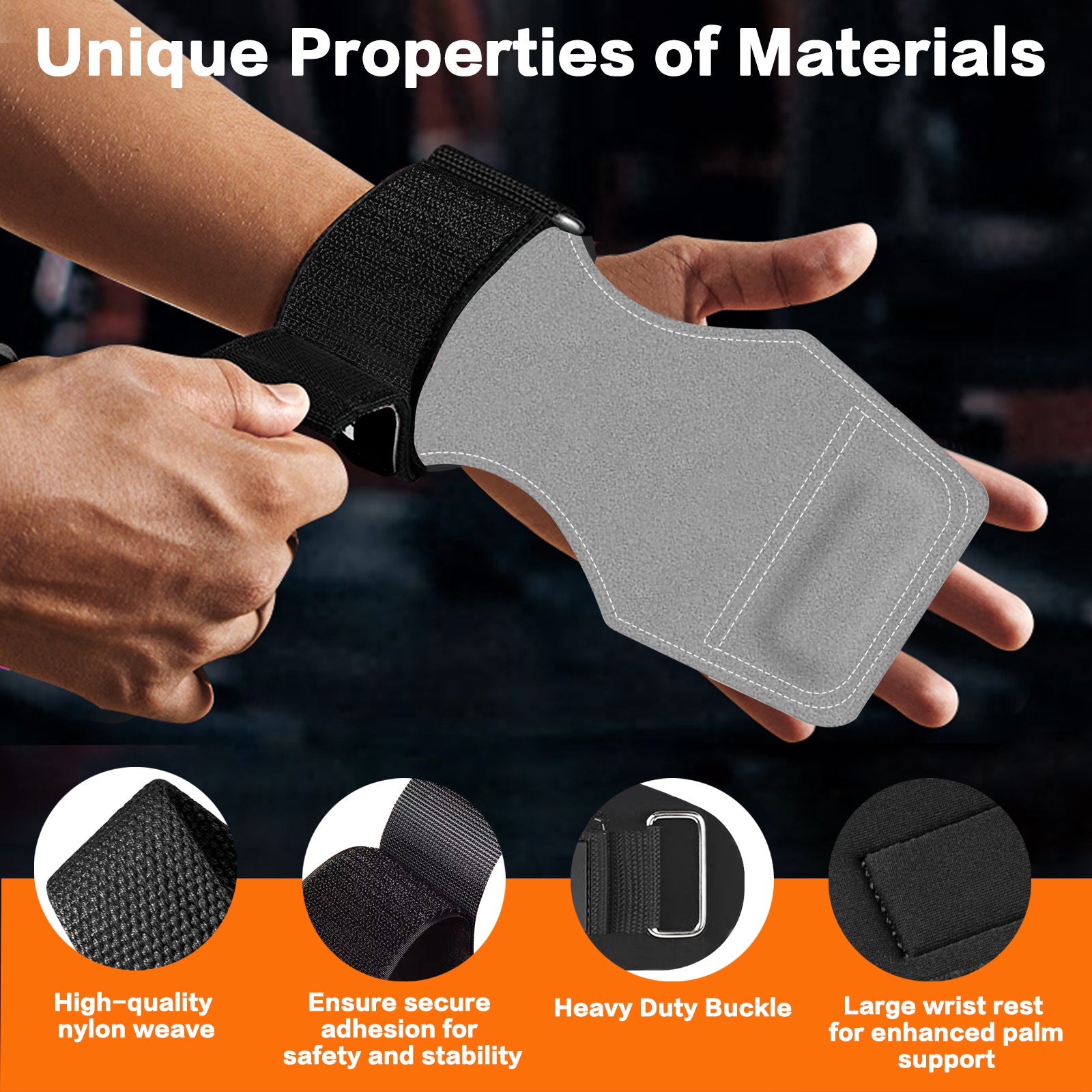 Weight Lifting Wrist Strap, Double-Layer Leather Wrist Straps for Gym Strength Training Weightlifting,Deadlift and Powerlifting, Enhance Grip Strength Neoprene Padding Gym Workout Lifting Straps Men/Women Pair Grey