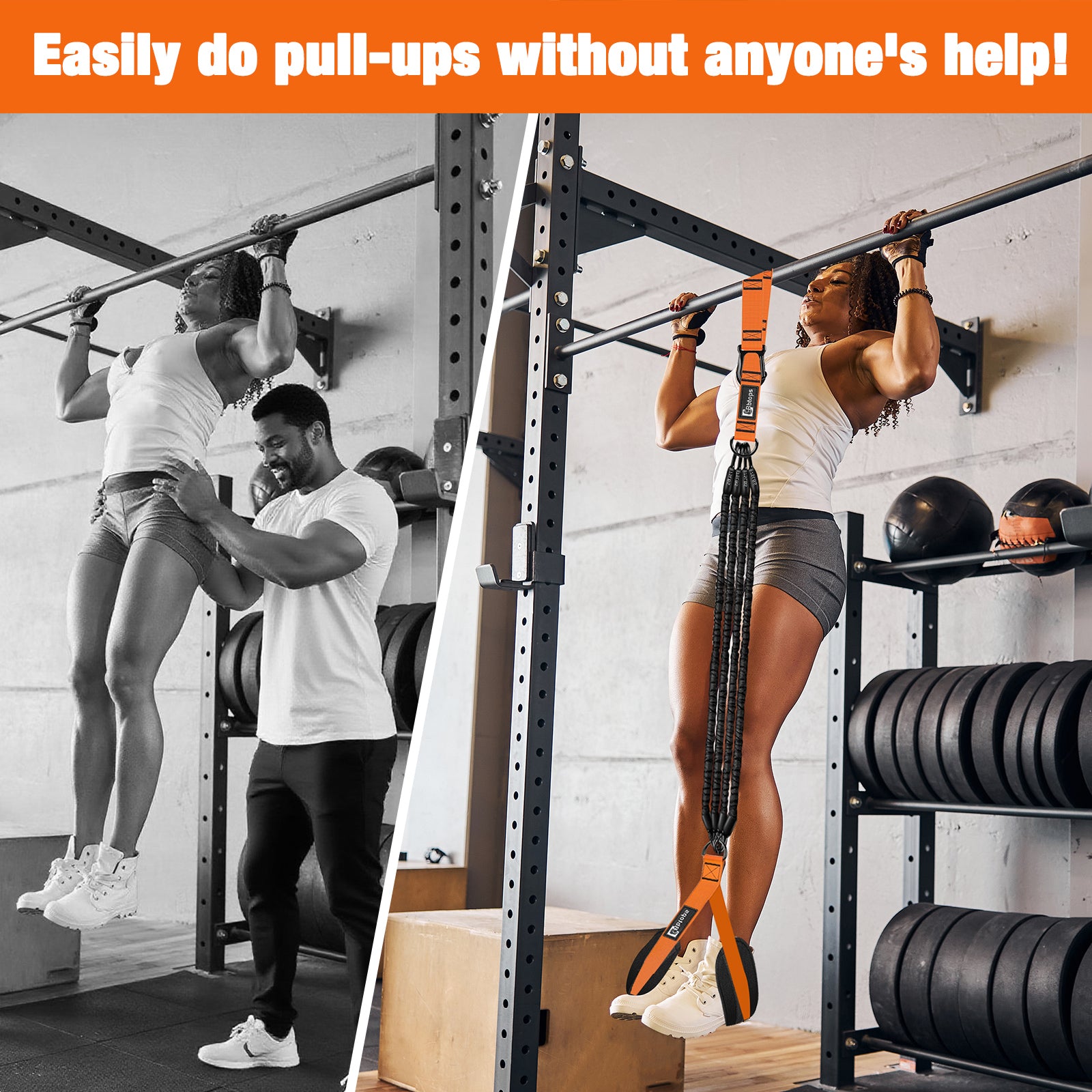 Pull Up Assistance Bands Set, 300 lbs Max Heavy Duty Resistance Bands with Adjustable Strap, Non-Slip Handle & Door Anchor, Full Body Strength Training Workout Equipment for Home Gym Fitness Orange