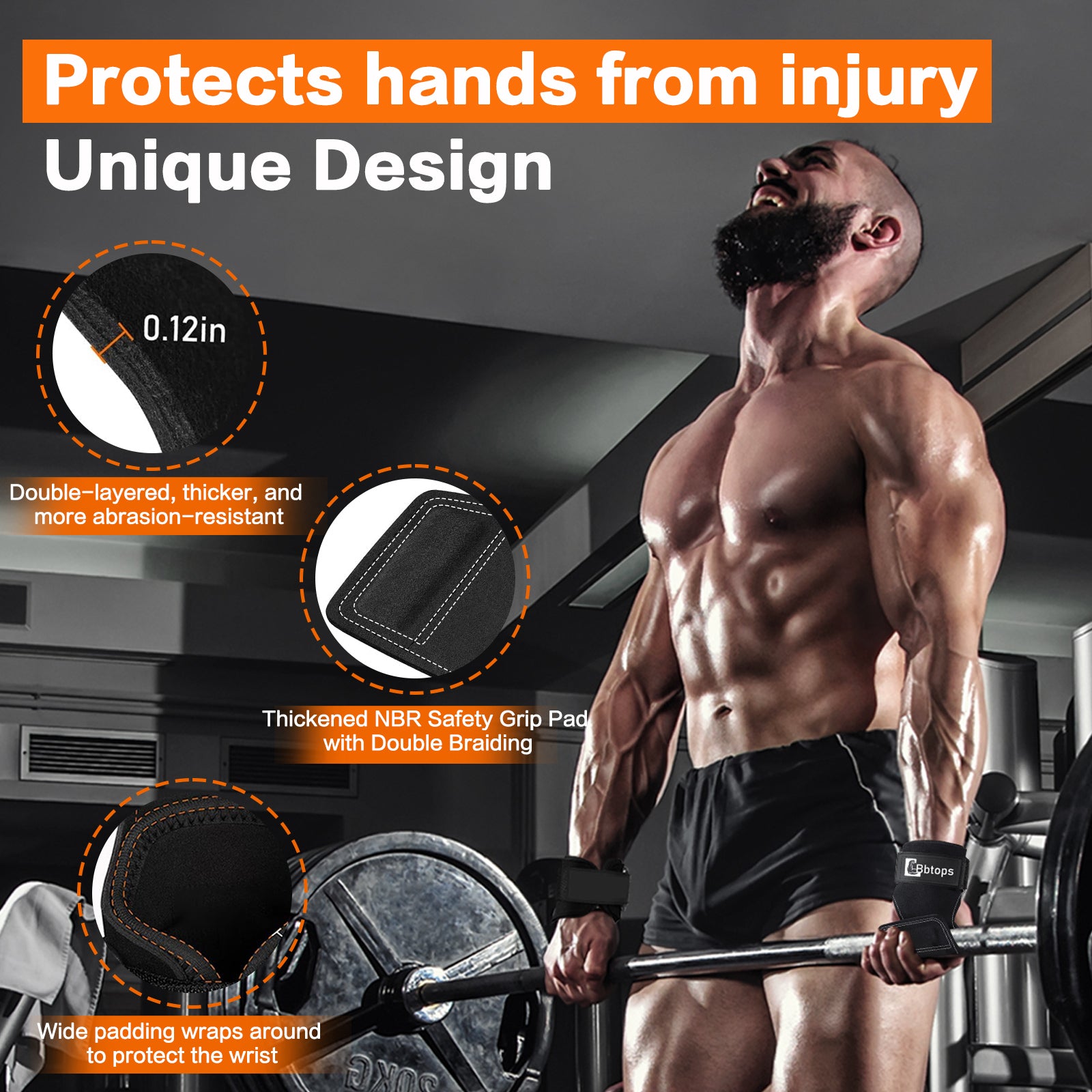 Weight Lifting Wrist Strap, Double-Layer Leather Wrist Straps for Gym Strength Training Weightlifting,Deadlift and Powerlifting, Enhance Grip Strength Neoprene Padding Gym Workout Lifting Straps Men/Women Pair Black