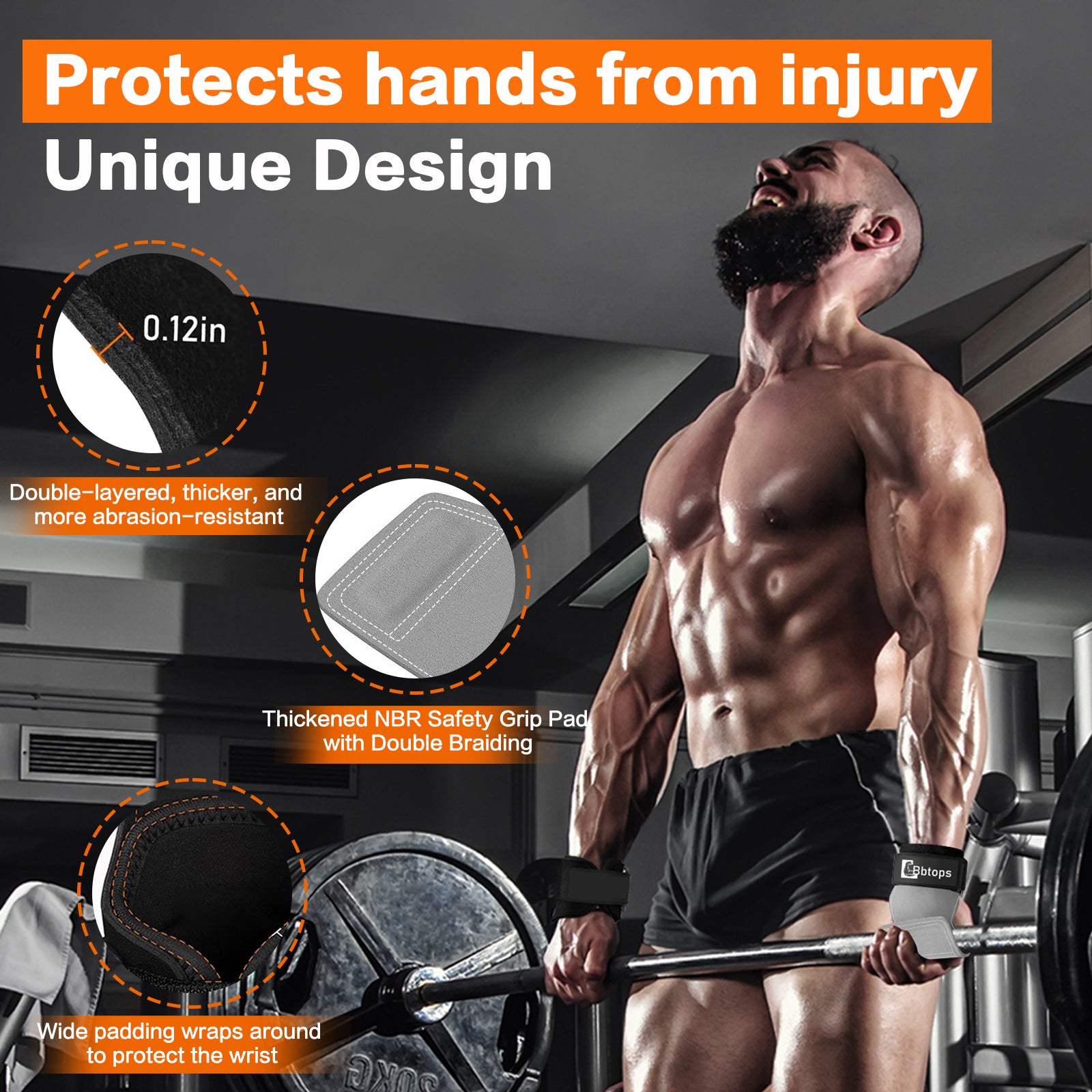 Weight Lifting Wrist Strap, Double-Layer Leather Wrist Straps for Gym Strength Training Weightlifting,Deadlift and Powerlifting, Enhance Grip Strength Neoprene Padding Gym Workout Lifting Straps Men/Women Pair Grey