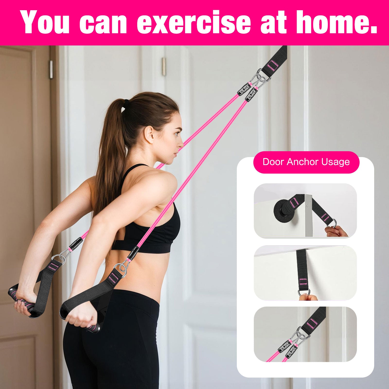 Bbtops Pilates Bar Kit with Resistance Bands,Pilates Bar with Stackable Bands Workout Equipment for Legs,Hip,Waist and Arm,Exercise Fitness Equipment for Women & Men Home Gym Yoga Pilates Pink