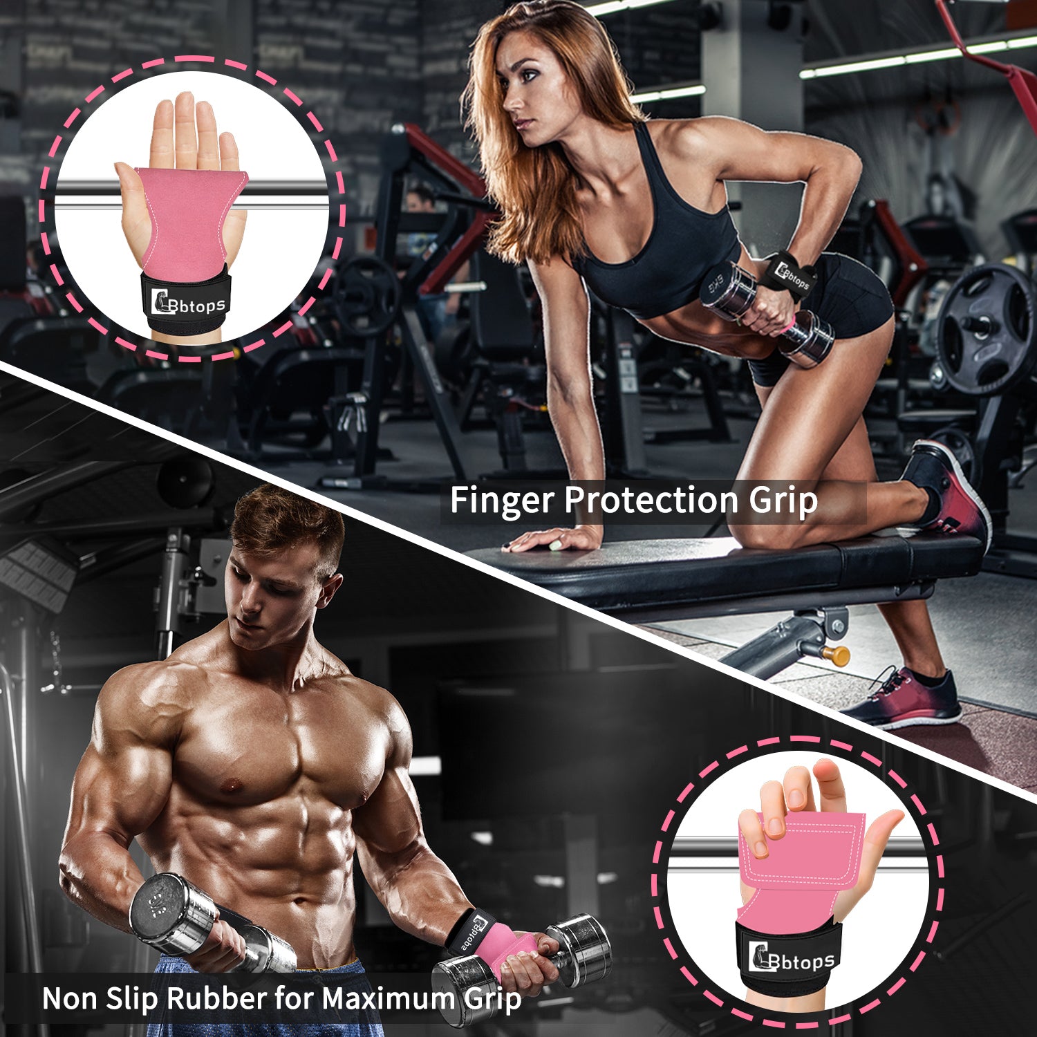 Weight Lifting Wrist Strap, Double-Layer Leather Wrist Straps for Gym Strength Training Weightlifting,Deadlift and Powerlifting, Enhance Grip Strength Neoprene Padding Gym Workout Lifting Straps Men/Women Pair Pink